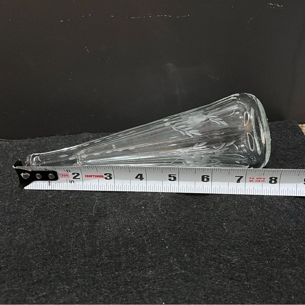 Vintage Automobile Limousine Etched Glass Bud Vase